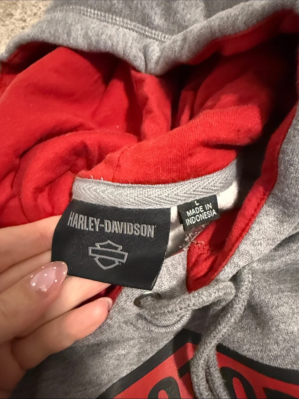 Harley-Davidson Gray Hoodie with Red Hood Lining